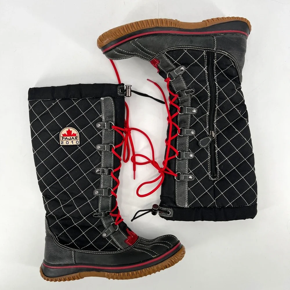 Pajar‎ Canada Freestyle Grip Snow Boots Quilted Black Duck Boots Size 38 (7.5-8)